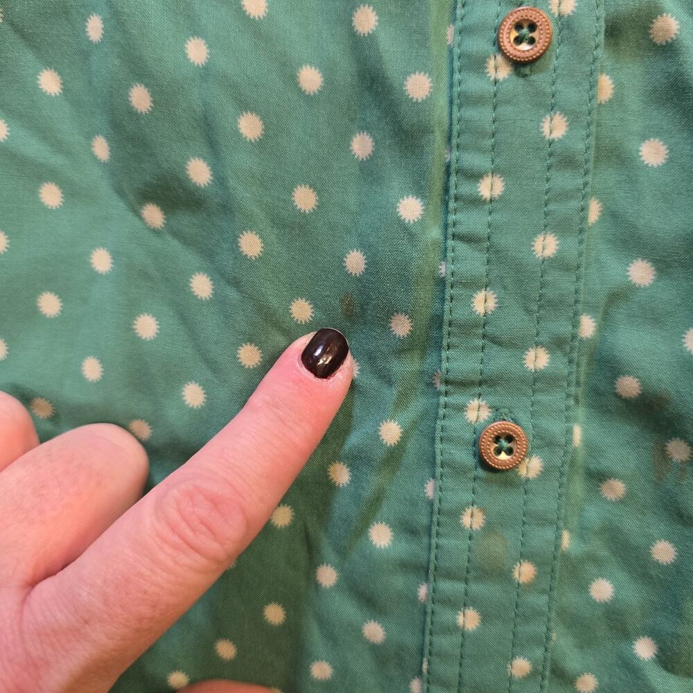 Maeve Top Womens Size Small Green Polka Dot Button Up Long Sleeve Career Casual - Picture 5 of 11